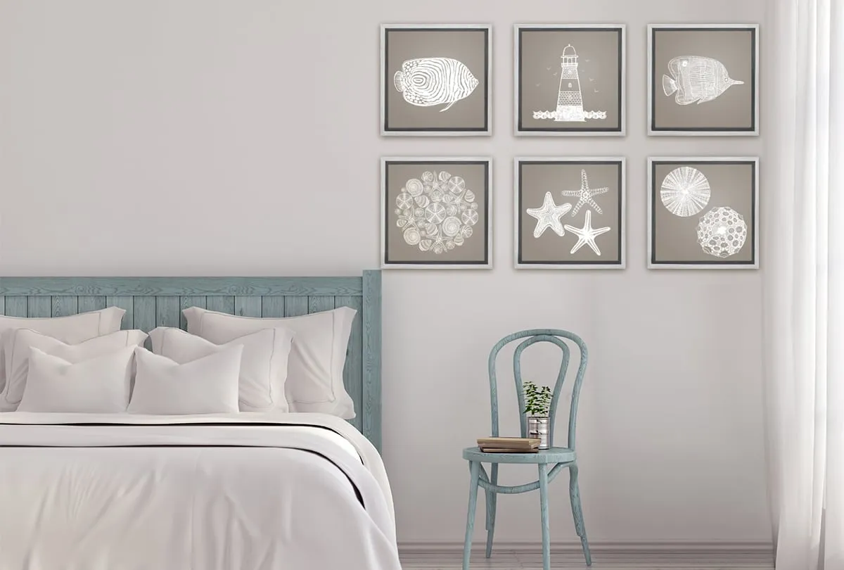 Fish 2 White on Beige | Canvas Wall Art Print