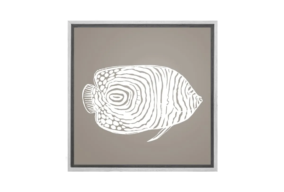Fish 2 White on Beige | Canvas Wall Art Print