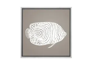 Fish 2 White on Beige | Canvas Wall Art Print