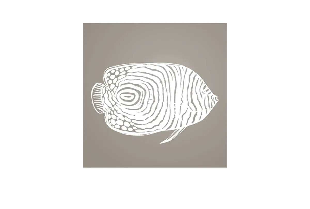 Fish 2 White on Beige | Canvas Wall Art Print