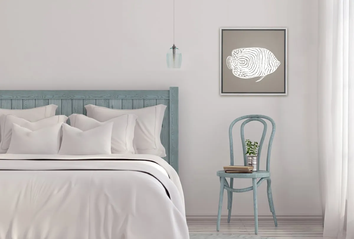 Fish 2 White on Beige | Canvas Wall Art Print