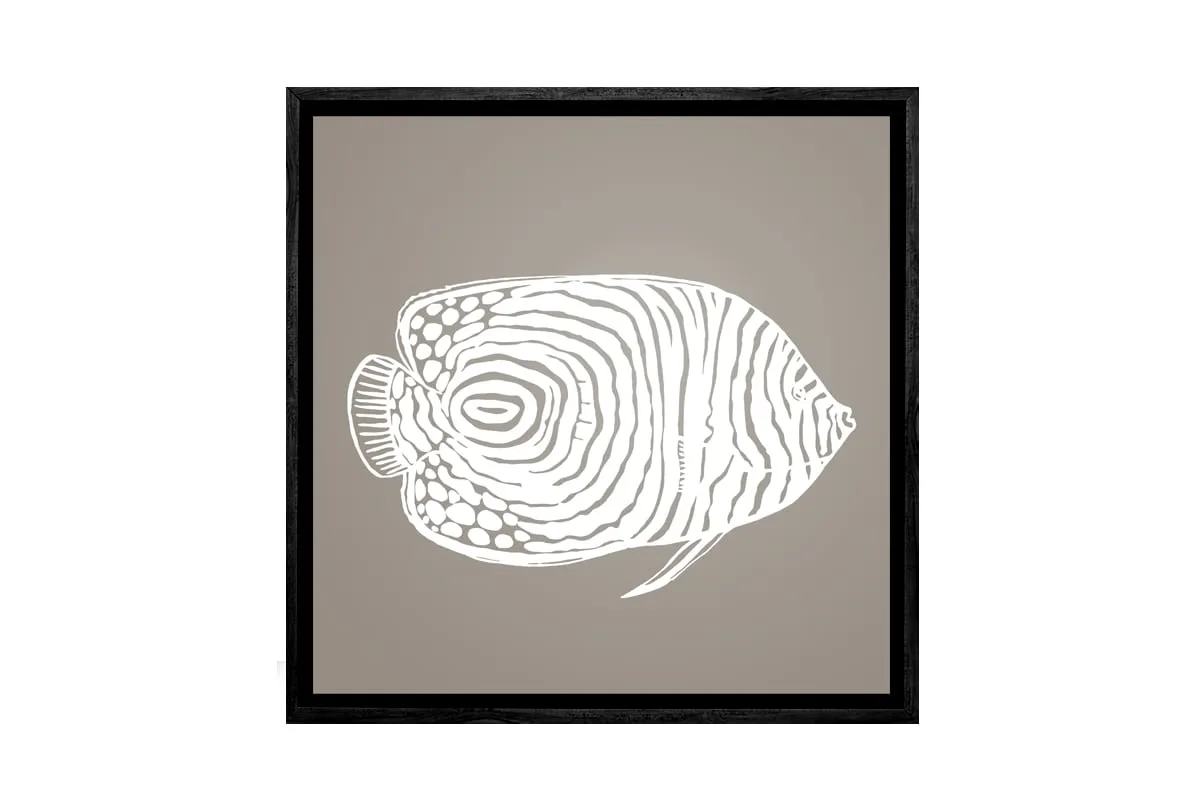 Fish 2 White on Beige | Canvas Wall Art Print