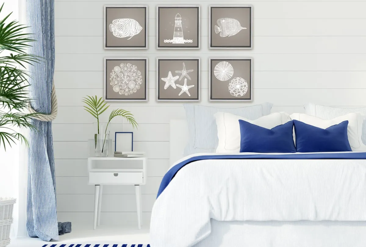 Fish 2 White on Beige | Canvas Wall Art Print