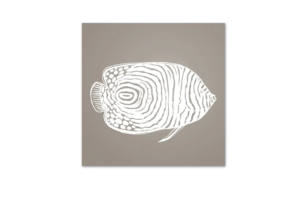 Fish 2 White on Beige | Canvas Wall Art Print