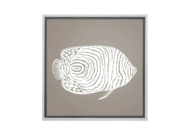 Fish 2 White on Beige | Canvas Wall Art Print