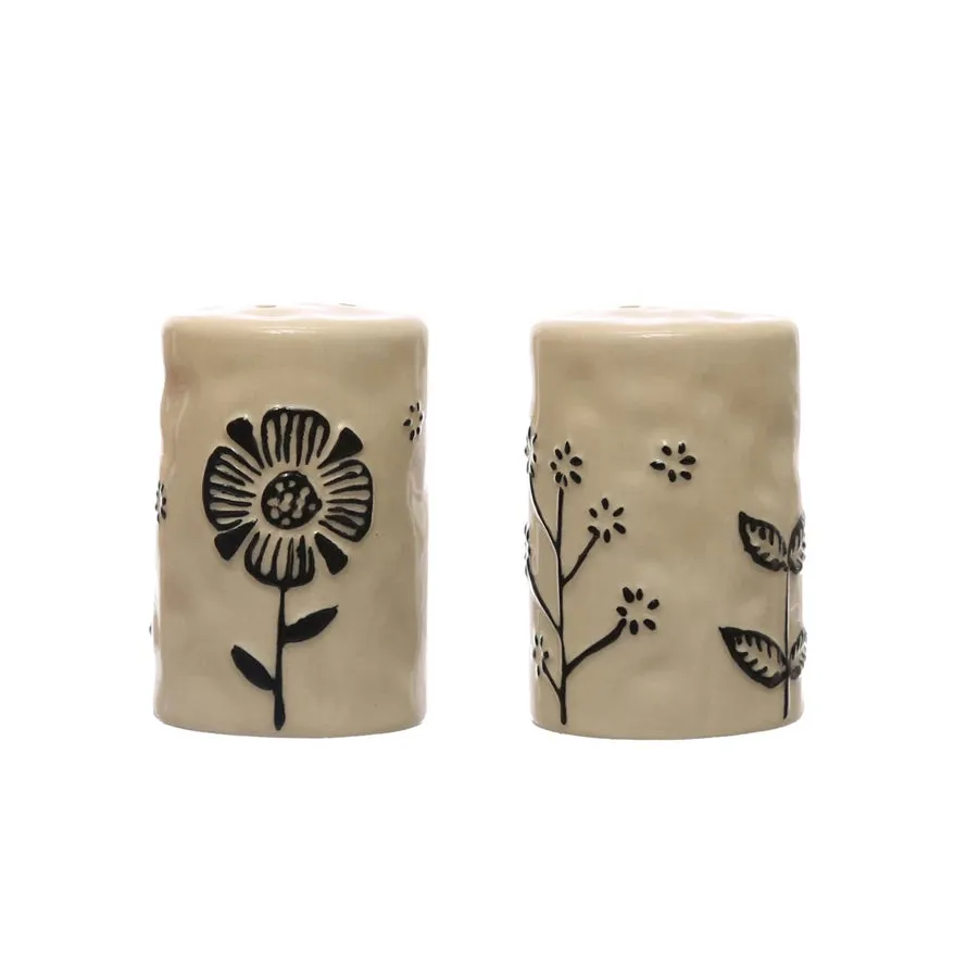 Floral Stoneware Salt & Pepper Shakers