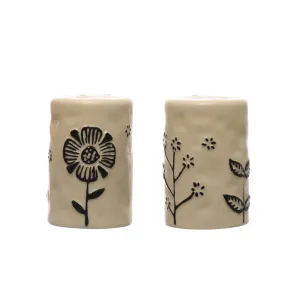 Floral Stoneware Salt & Pepper Shakers