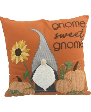 Gnome Sweet Gnome Embroidered Pillow
