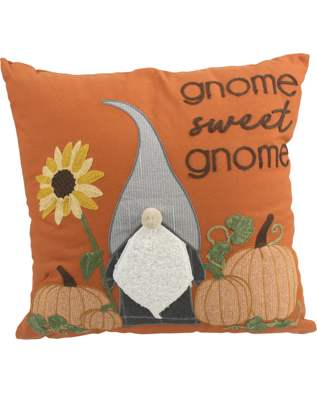 Gnome Sweet Gnome Embroidered Pillow