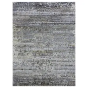 Grey Sabideh Nu Vibrant Tibetan Silk Rug - 8'11" x 11'10"