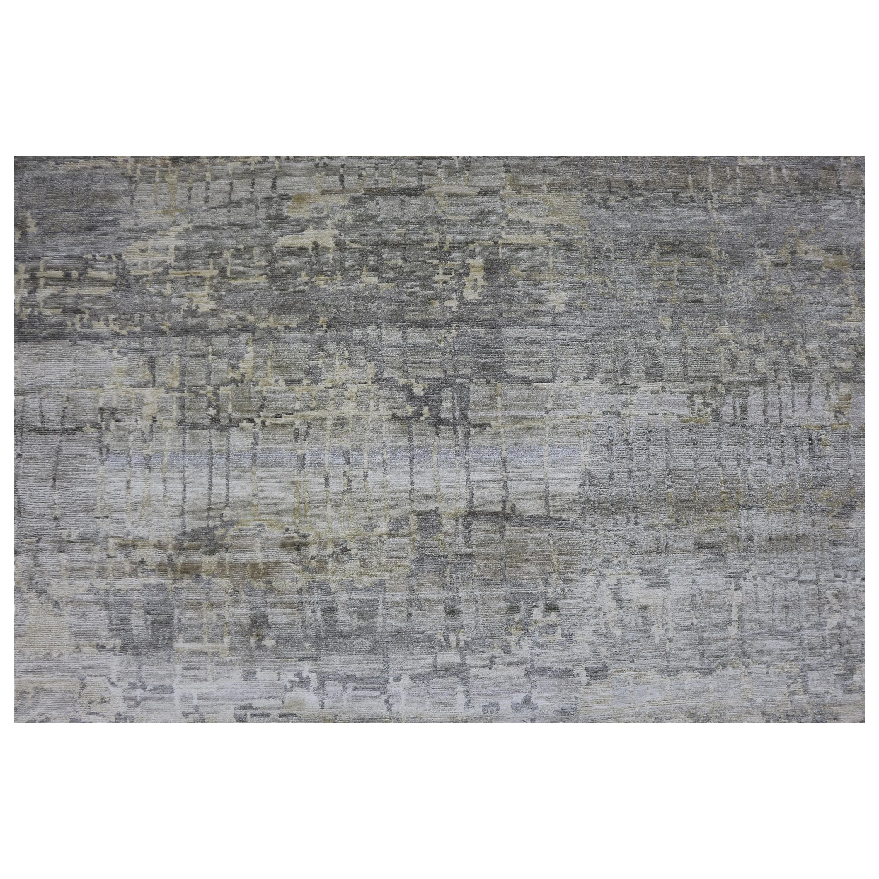 Grey Sabideh Nu Vibrant Tibetan Silk Rug - 8'11" x 11'10"