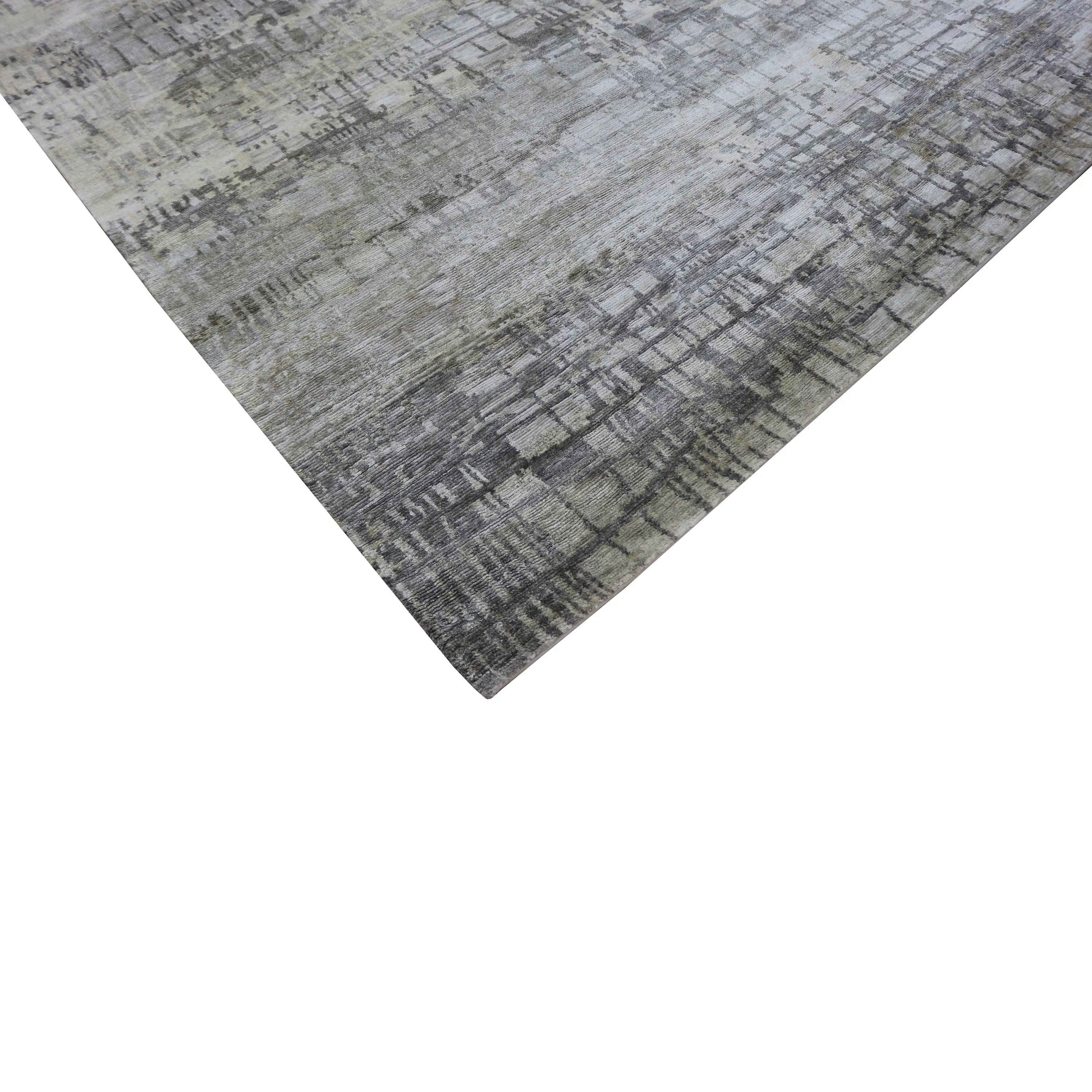 Grey Sabideh Nu Vibrant Tibetan Silk Rug - 8'11" x 11'10"
