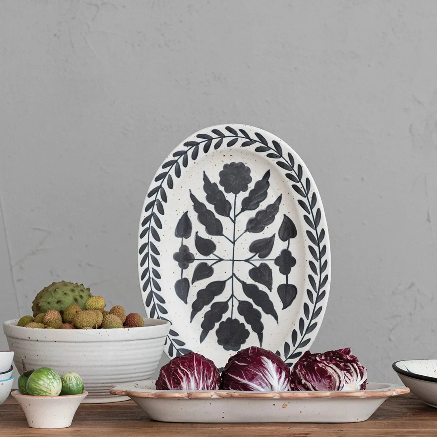 HAND PAINTED FLORAL PLATTER