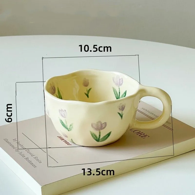 Hand Pinched Irregular Flower Ceramic Coffee Cups