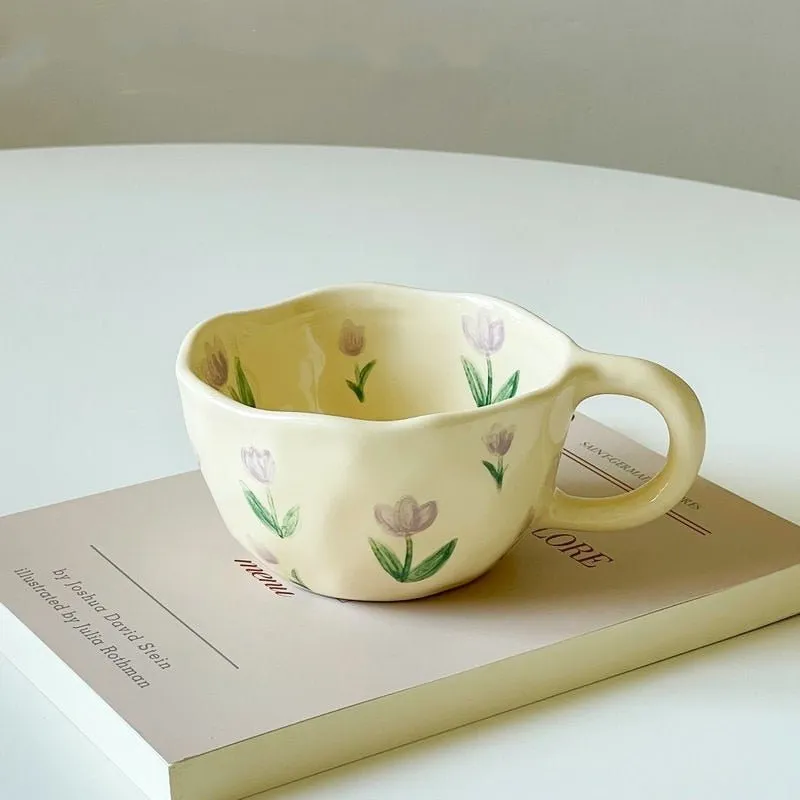Hand Pinched Irregular Flower Ceramic Coffee Cups