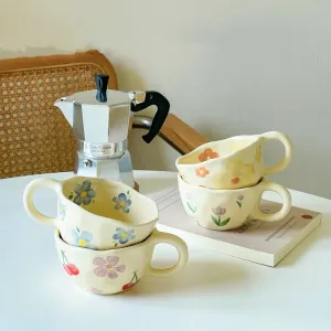 Hand Pinched Irregular Flower Ceramic Coffee Cups