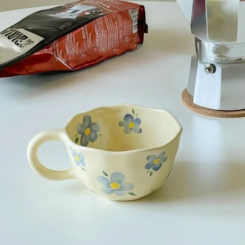 Hand Pinched Irregular Flower Ceramic Coffee Cups