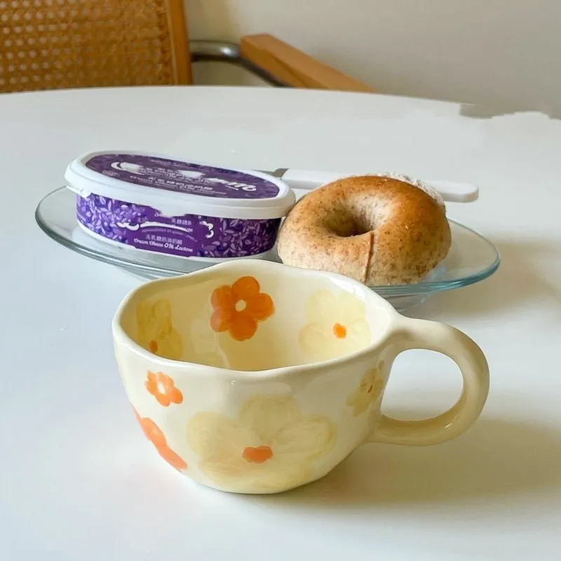 Hand Pinched Irregular Flower Ceramic Coffee Cups