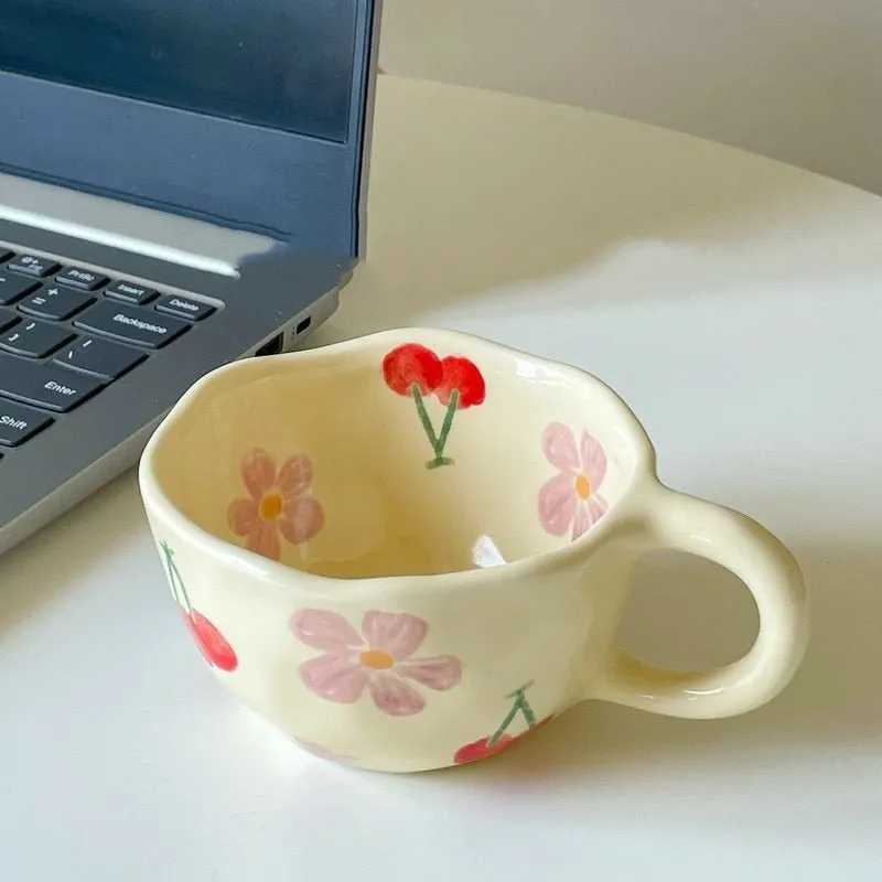 Hand Pinched Irregular Flower Ceramic Coffee Cups