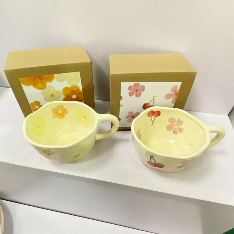 Hand Pinched Irregular Flower Ceramic Coffee Cups