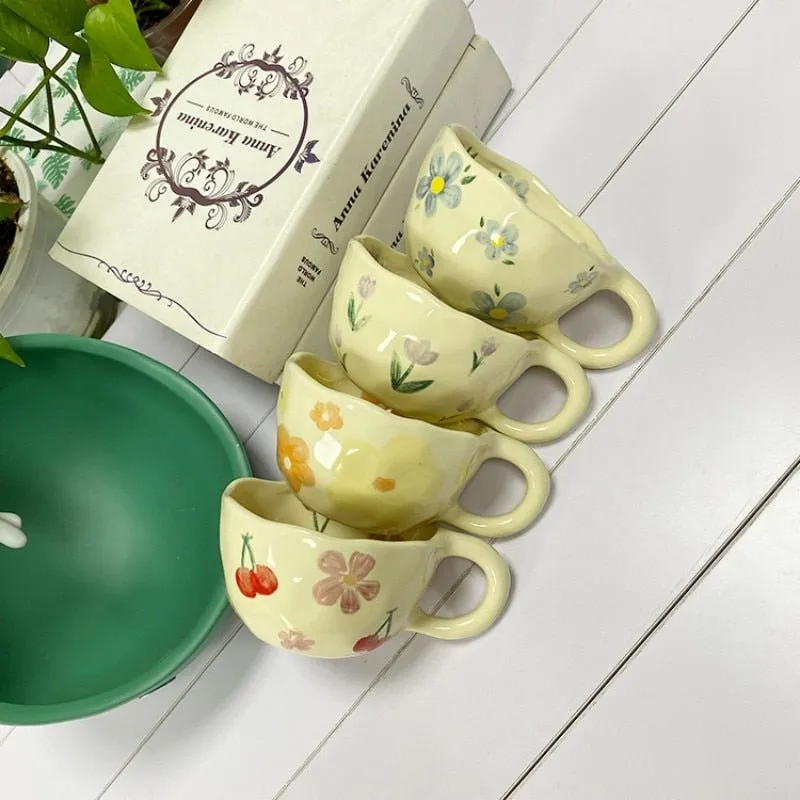 Hand Pinched Irregular Flower Ceramic Coffee Cups