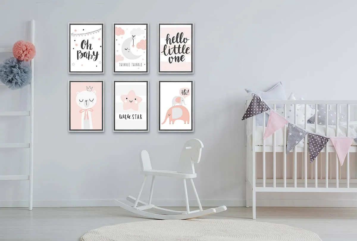 Hello Little One Pink | Scandinavian Kid's Wall Art Print