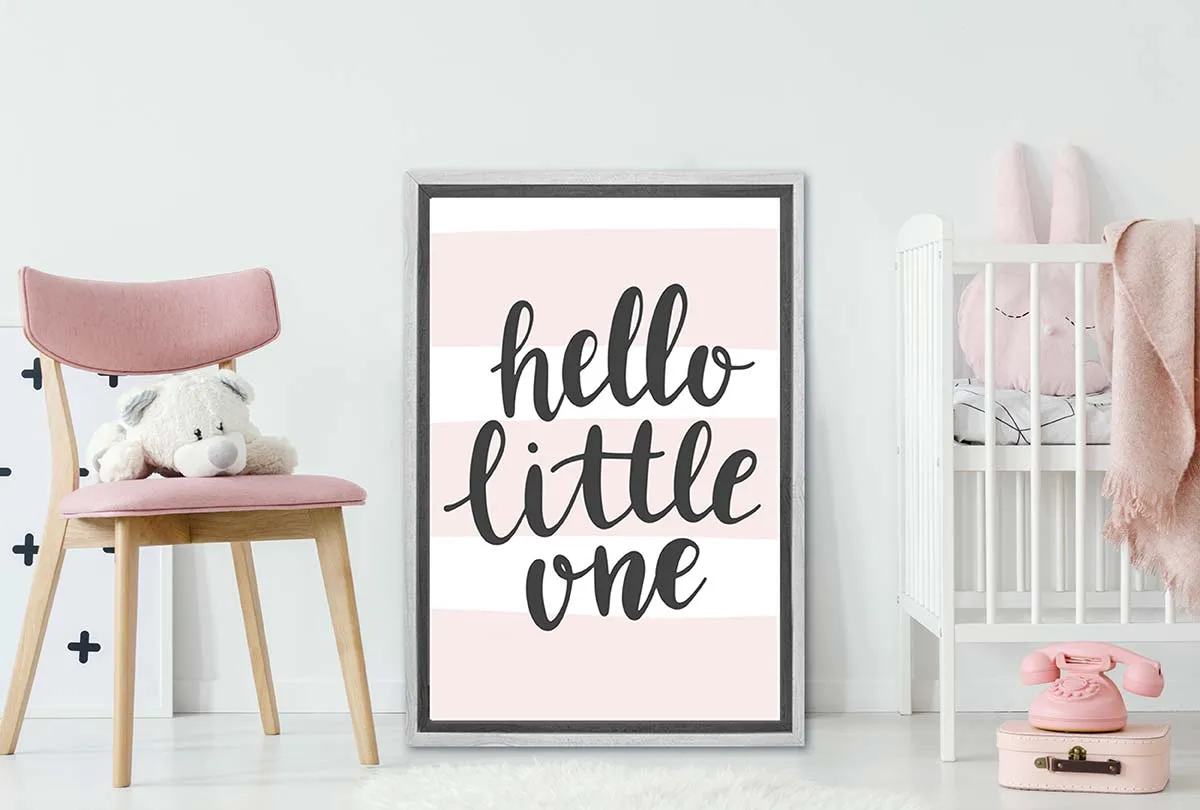 Hello Little One Pink | Scandinavian Kid's Wall Art Print