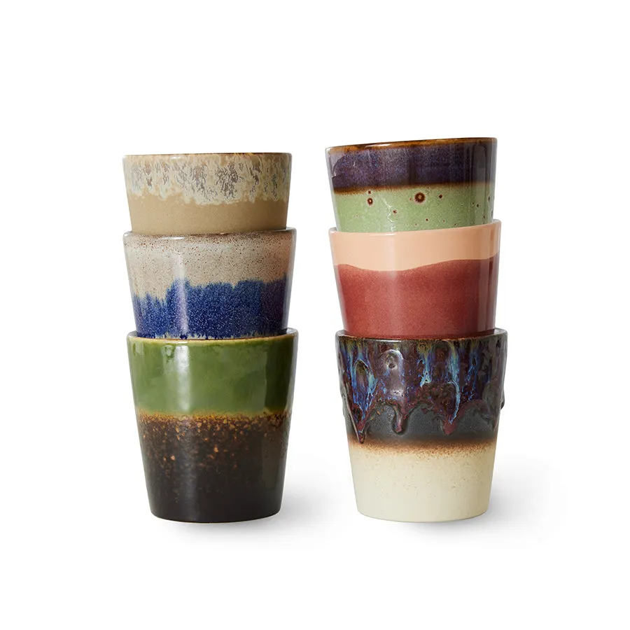 HKliving 70's Ceramic Mugs Grounding - Set of 6