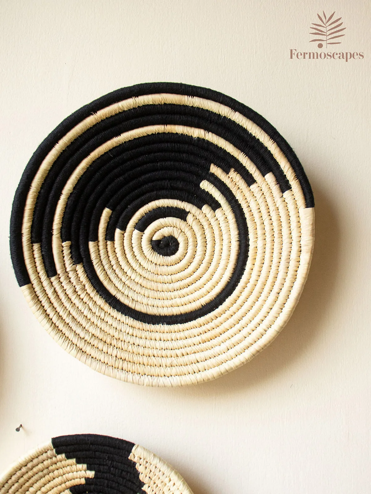 JUNGLE JIVE Black Wall Baskets Set Of 3 Natural And Black