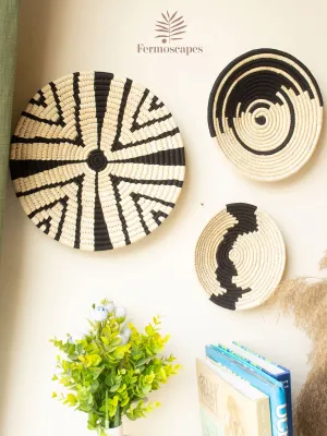 JUNGLE JIVE Black Wall Baskets Set Of 3 Natural And Black