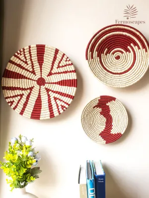 JUNGLE JIVE Red Wall Baskets Set Of 3 Natural And Red