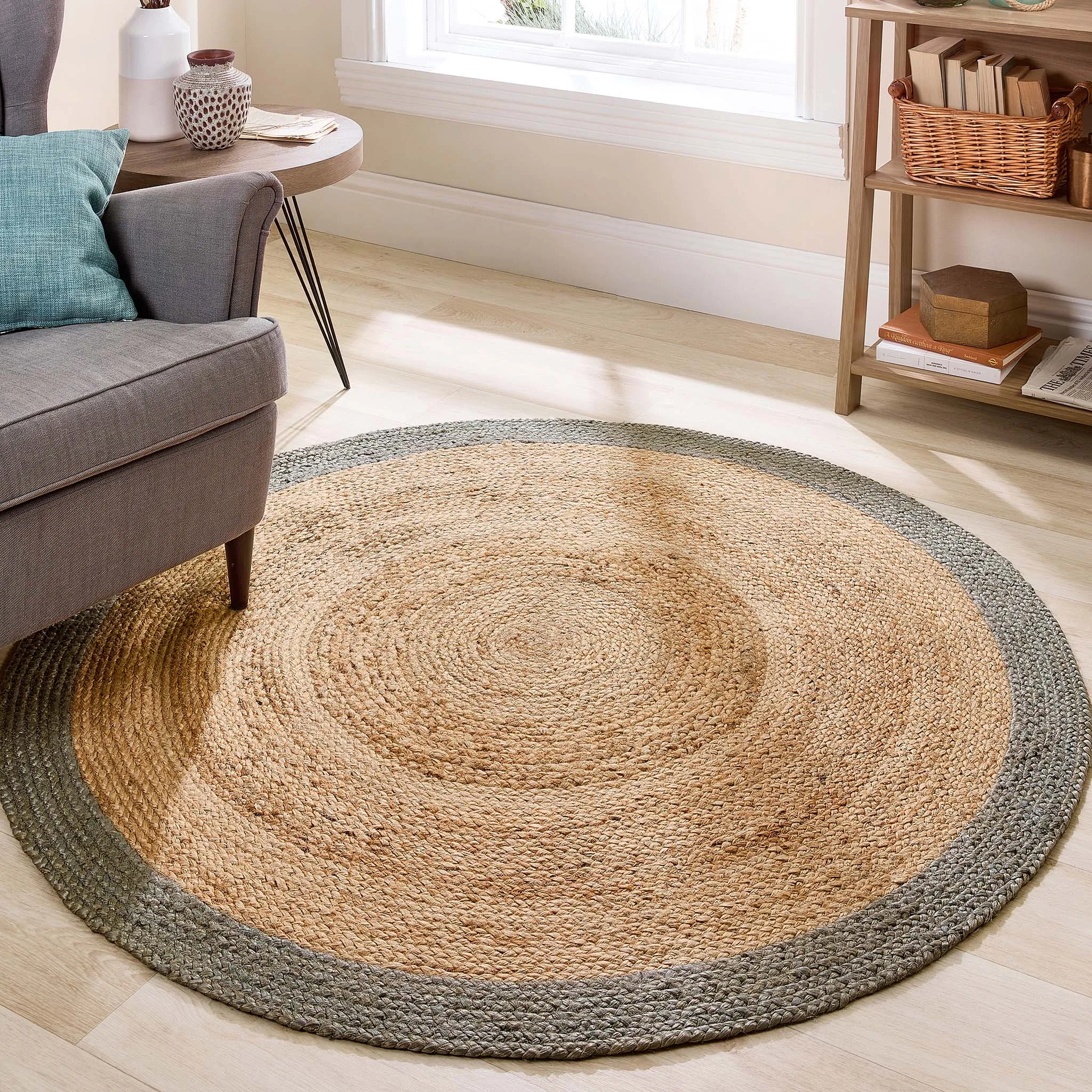 Jute Border Rug Sage Green