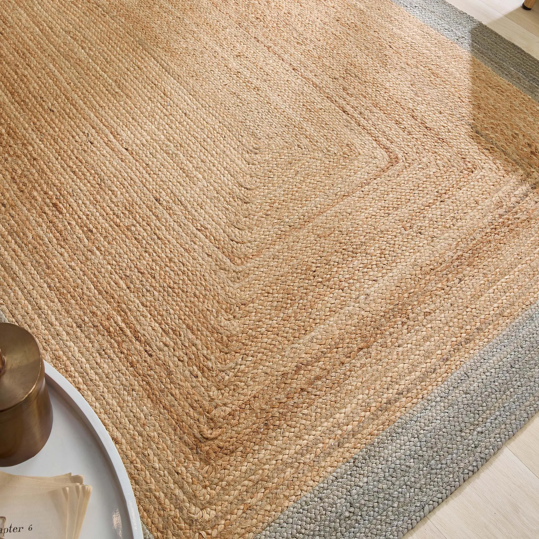 Jute Border Rug Sage Green