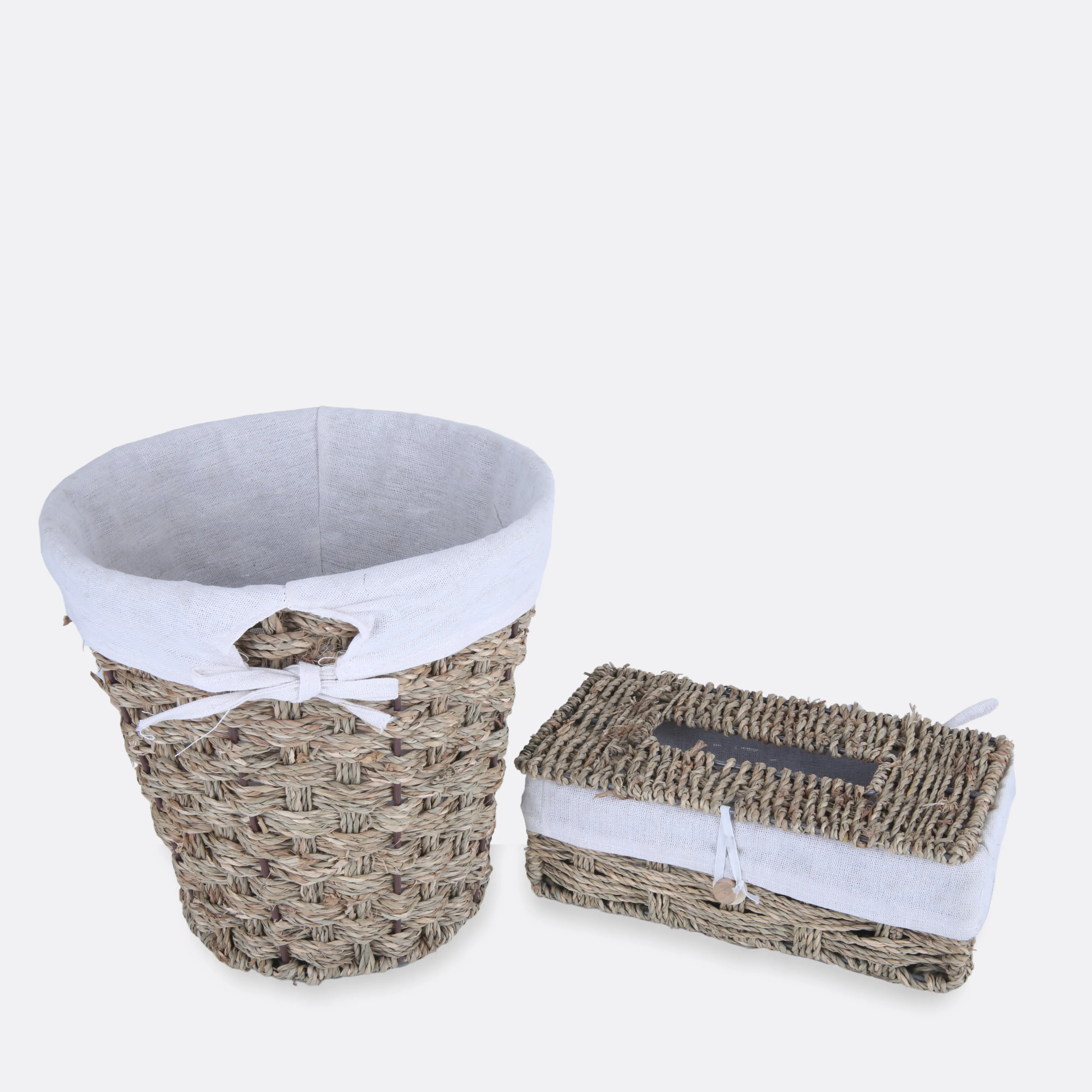Jute Fabric lined basket with tissue box
