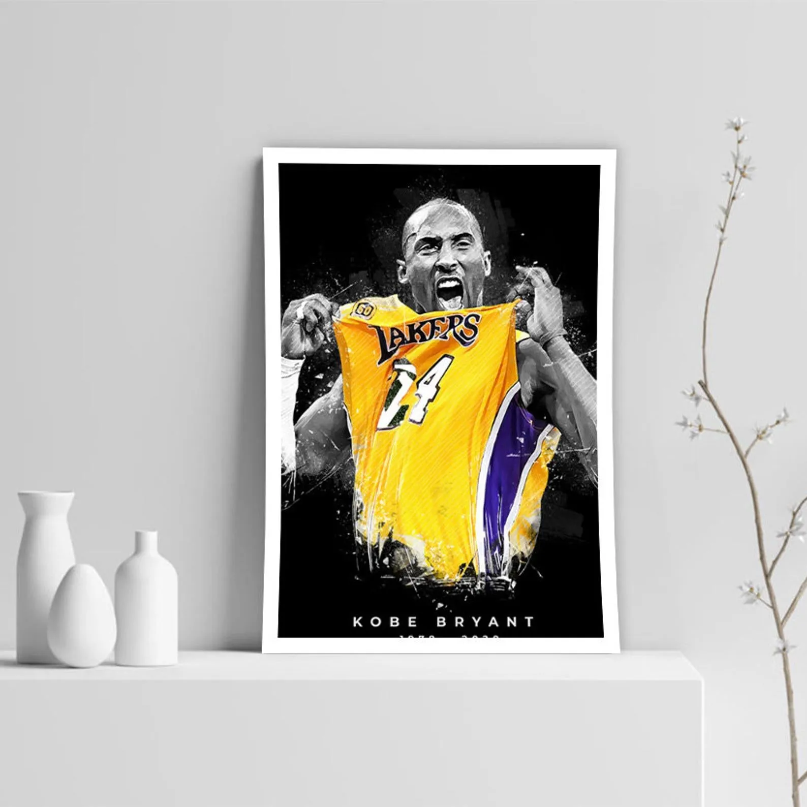 Kobe Bryant Poster, Sports Print, Basketball Player Art, Custom Sport Canvas, Custom Poster, Home Decor, Wall Hangings, LA Lakers