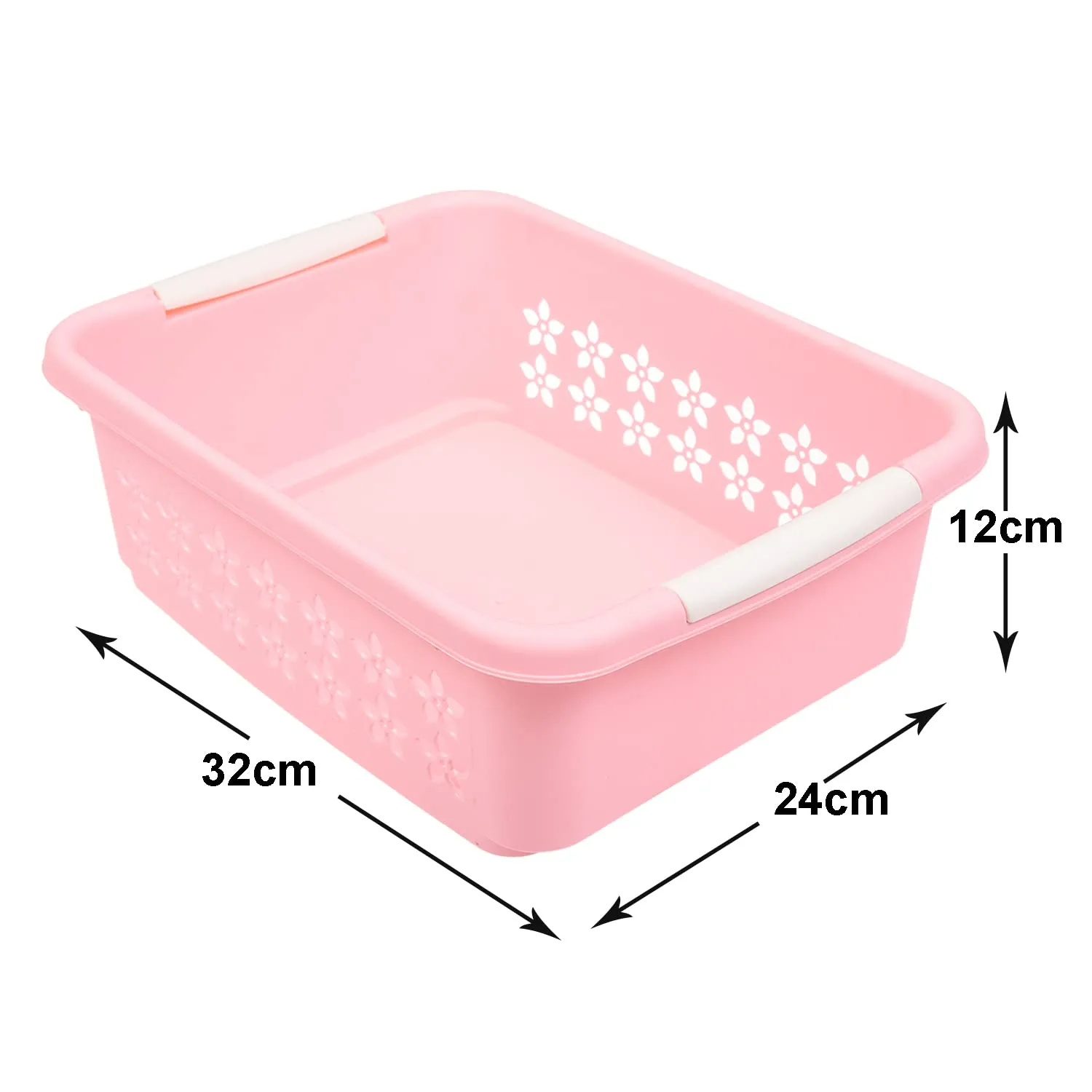 Kuber Industries Multipurpose Rectangle Shape Plastic Storage Basket for Kitchen, Fruit Basket, Office Table, Storage Organizer Small Pack of 3 (Pink)
