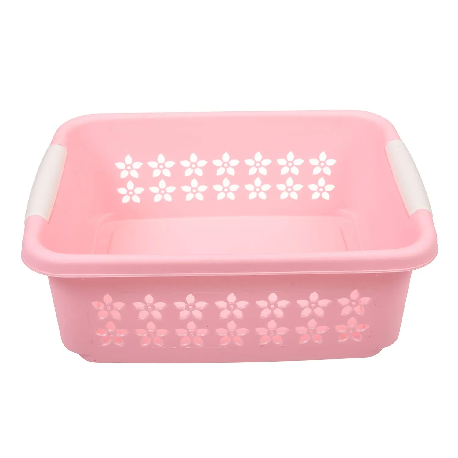 Kuber Industries Multipurpose Rectangle Shape Plastic Storage Basket for Kitchen, Fruit Basket, Office Table, Storage Organizer Small Pack of 3 (Pink)