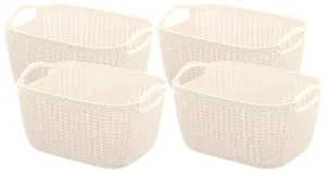Kuber Industries Unbreakable Plastic 4 Pieces Multipurpose Medium Size Flexible Storage Baskets / Fruit Vegetable Bathroom Stationary Home Basket with Handles (Assorted colors) -CTKTC039059