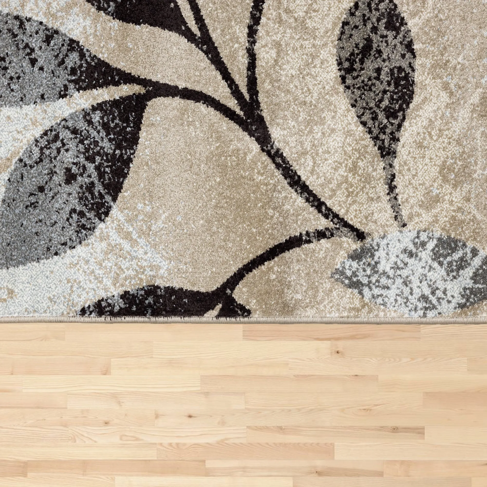 KYLIE Brown, Neutral Plant Rug
