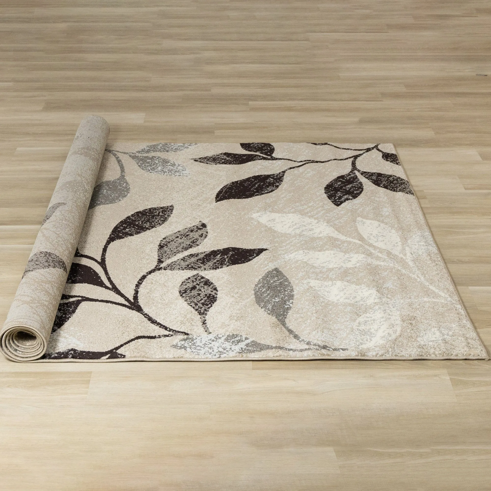 KYLIE Brown, Neutral Plant Rug