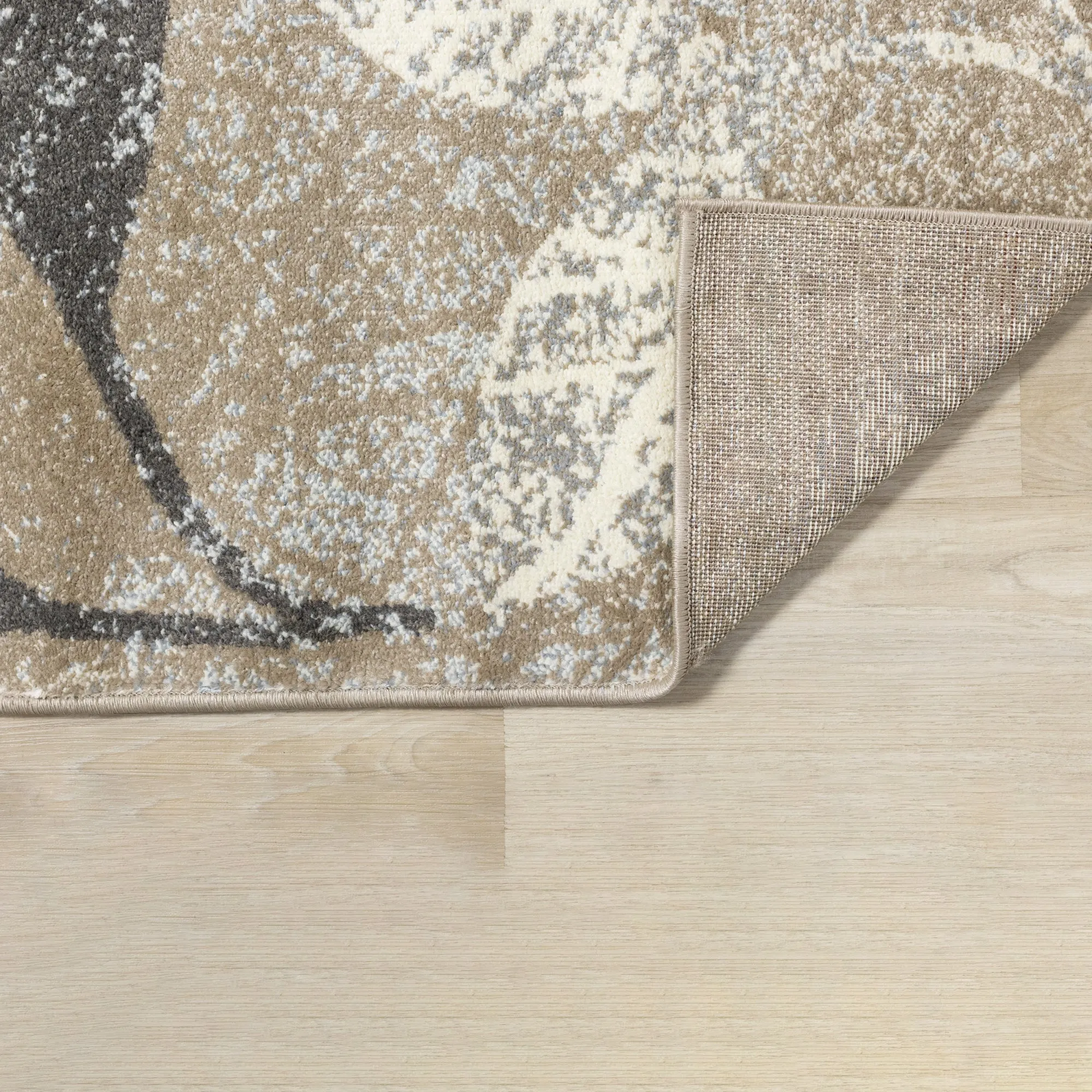 KYLIE Brown, Neutral Plant Rug