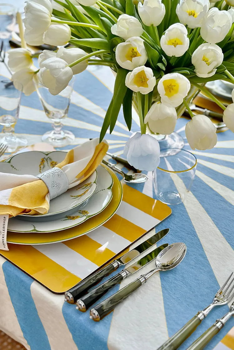 Le Cirque Linen Tablecloth in Blue