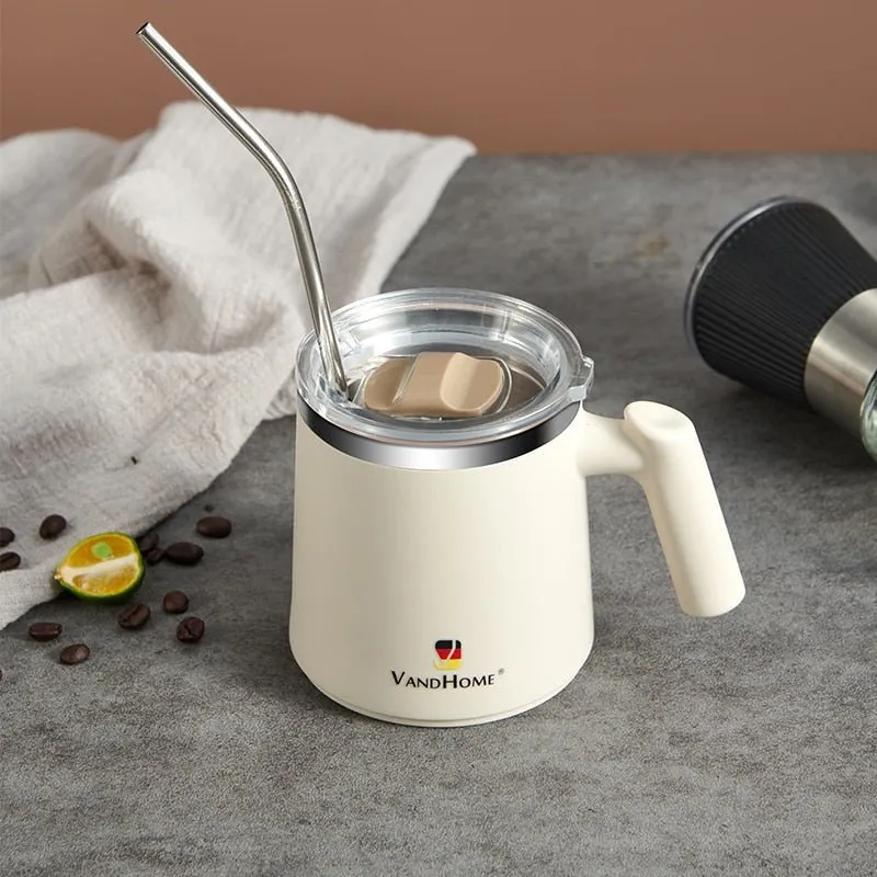 Leakproof Stainless Steel Coffee Mug with Straw 480ml
