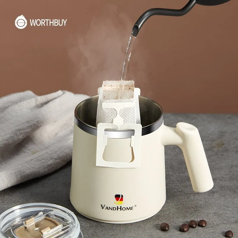 Leakproof Stainless Steel Coffee Mug with Straw 480ml
