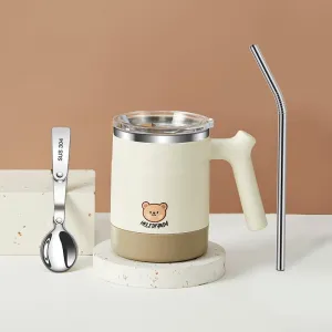 Leakproof Stainless Steel Coffee Mug with Straw 480ml