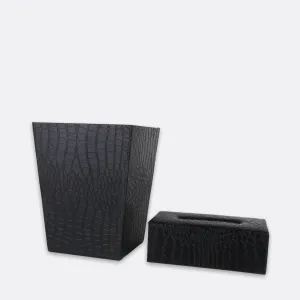 Leather Coated Wooden basket with tissue box