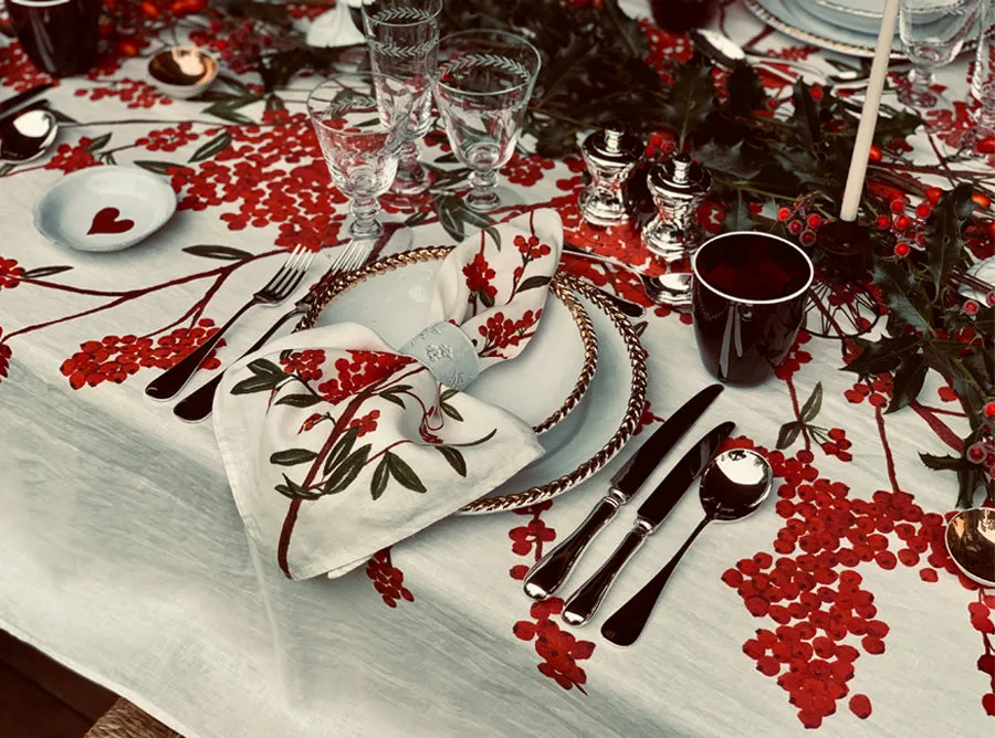 Les Airelles Linen Tablecloth in Red