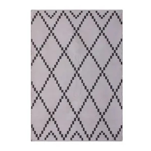 Libra Interiors Laridel Jacquard PET Rug – Charcoal and Ivory