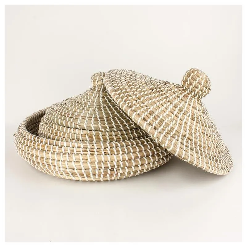 Lidded Seagrass Basket Set