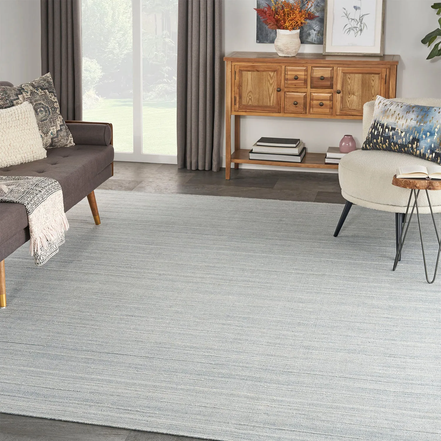 Light Blue Kavya Flatweave Kilim Rug
